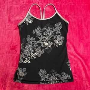 Lululemon Black Floral Print Cami Tank – Y2K Style (No Padding)